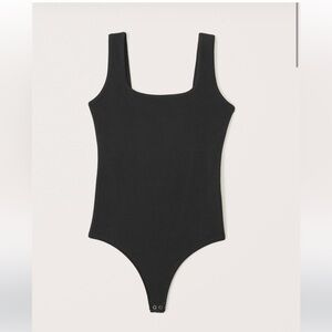 A&F Cotton Blend Seamless Fabric Tank Bodysuit — Black